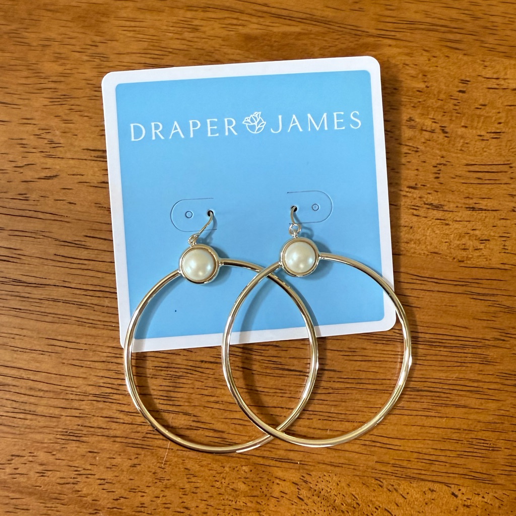 Draper James Silver Hoops With Pearls